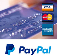 Creditcard Payment by Visa, Mastercard, Amex + Paypal